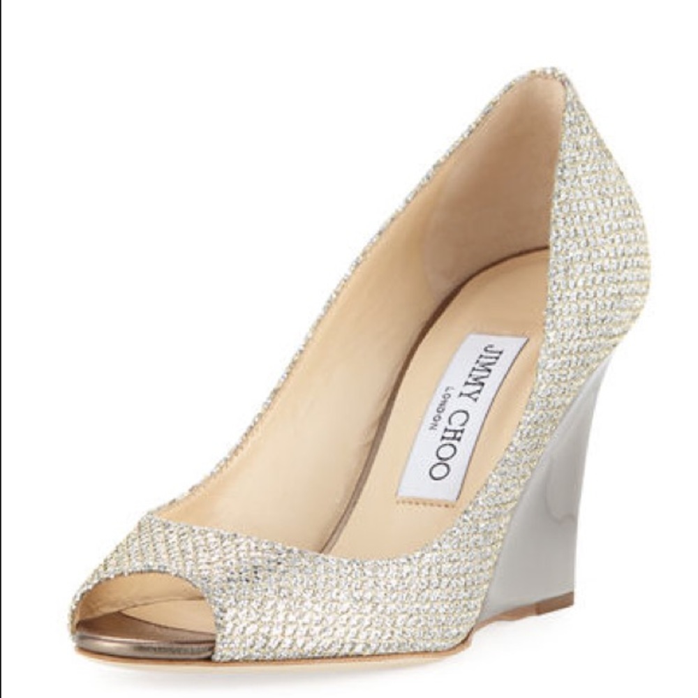 JIMMY CHOO Baxen Glitter Wedge Pump